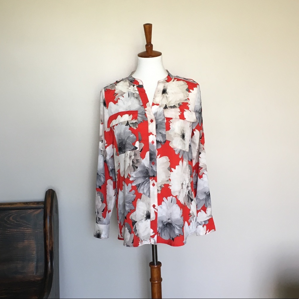 🎉 Calvin Klein Floral Long Sleeve Top